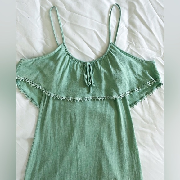 Solemio Green Drop Shoulder Mini Dress Size Small - Picture 8 of 12